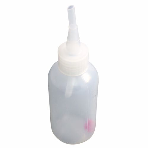 Clear plastic snuffer bottle with squeeze bulb for gold prospecting suction recovery