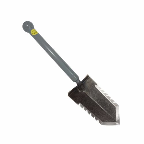 Lesche Mini Sampson 18-inch ball handle shovel with double serrated edge and aircraft-quality steel construction