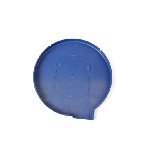 The blue search coil cover of the Minelab SDC 2300  against a white backdrop
