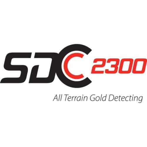 The Minelab SDC 2300 logo, with black and red typeface against a white background