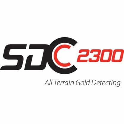 The Minelab SDC 2300 logo, with black and red typeface against a white background