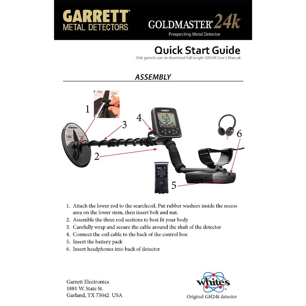 Garrett Goldmaster 24k Quick Start Guide