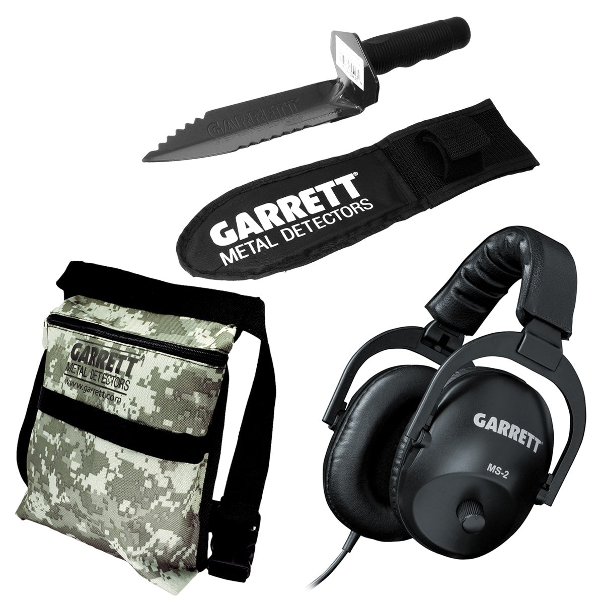 Garrett Edge Metal Detector Digger, Camo Finds Pouch and Master Sound II Headphones