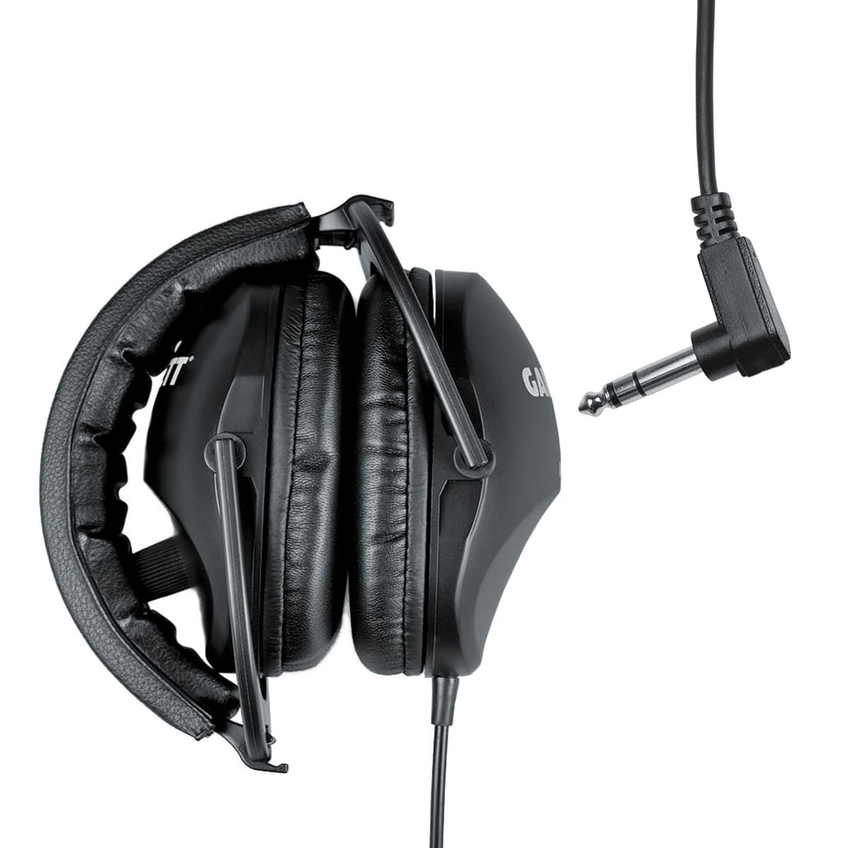 Garrett MS-2 wired headphones shown folded for storage on a white background 