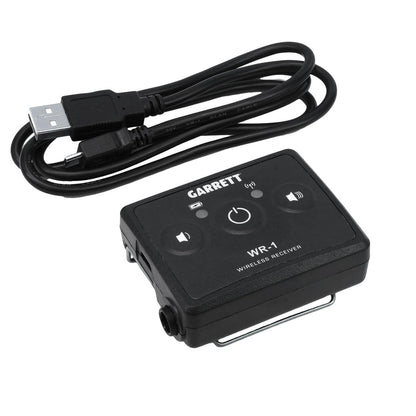 Garrett Z-Lynk wireless receiver module with 1/4-inch headphone jack and micro-USB charging port