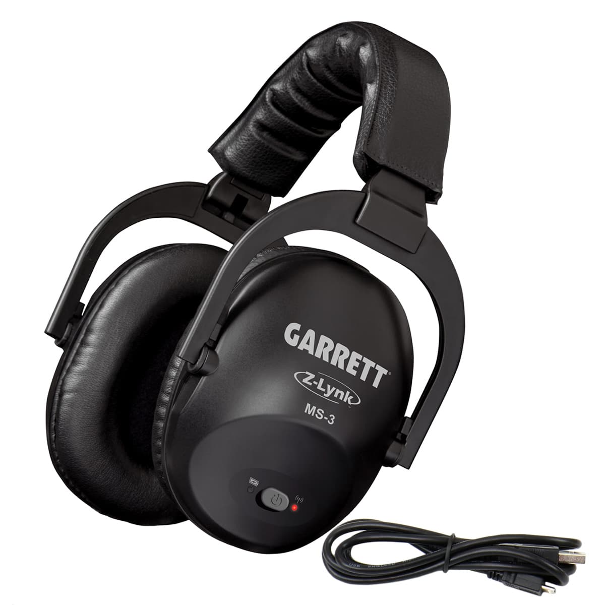 Garrett MS-3 Z-Lynk wireless headphones with black padded earcups and adjustable headband on white background