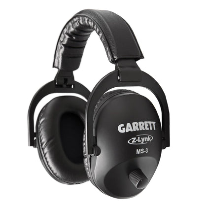 Garrett MS-3 headphones side view showing volume knob and folding hinge