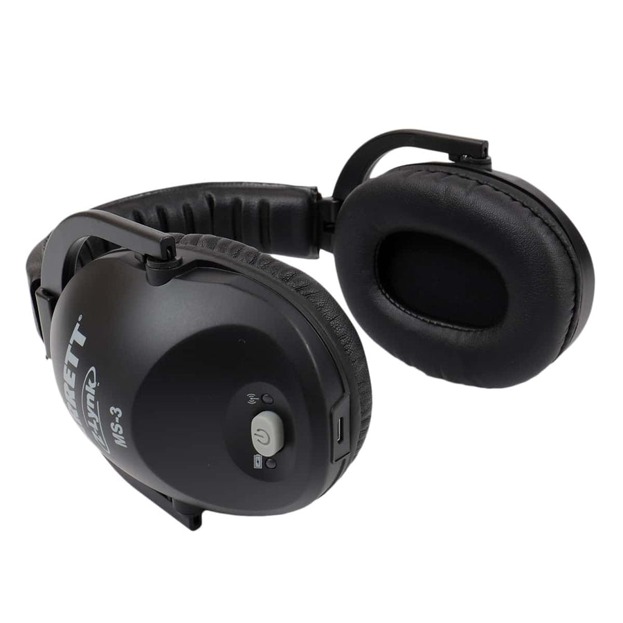 Garrett MS-3 headphones interior earcup view showing cushioned pads and USB port