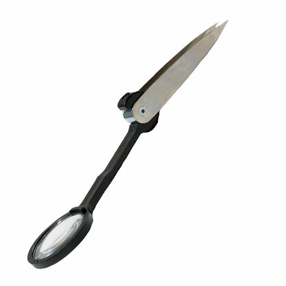 Garrett Tweezer/Magnifier Combination with stainless steel tweezers and integrated magnifying glass for gold prospecting
