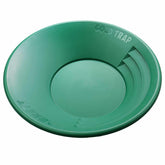 Close-up view of Garrett gold pan three quarter inch riffles and interior details