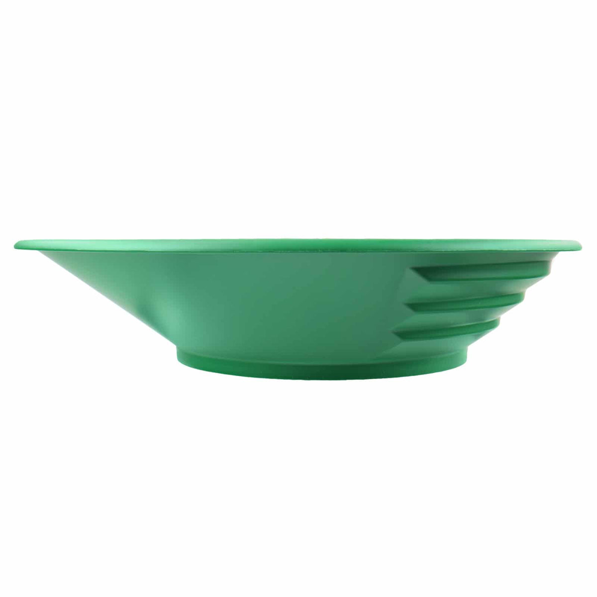 Garrett gravity trap gold pan side profile demonstrating deep throat funnel