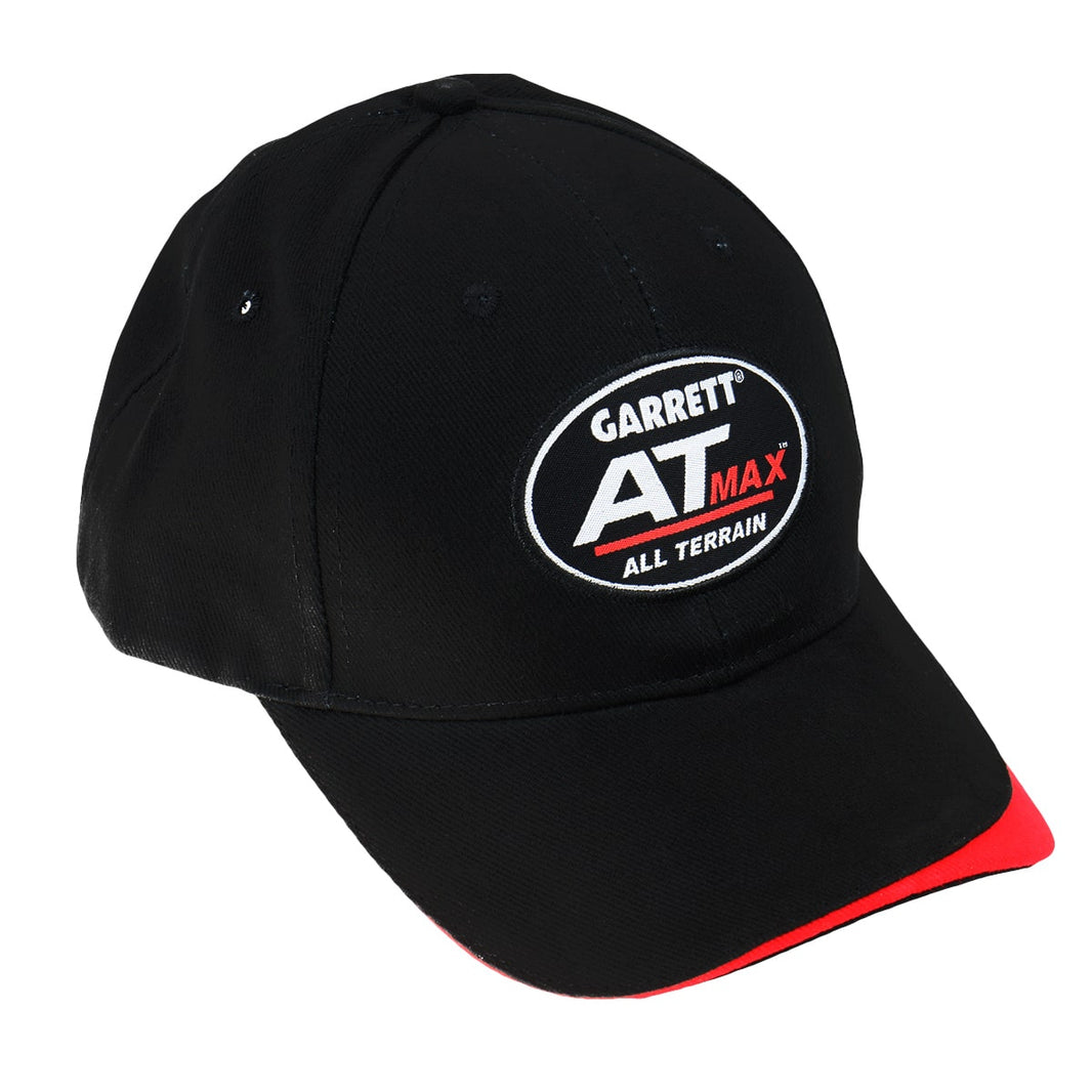 Garrett AT MAX black baseball cap front view showing embroidered logo