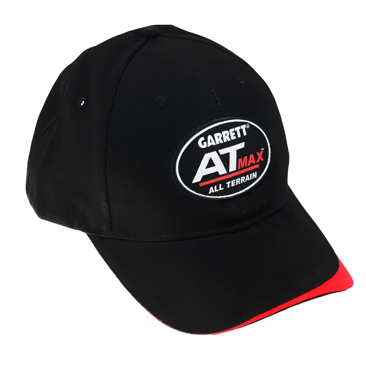 Garrett AT MAX black baseball cap front view showing embroidered logo