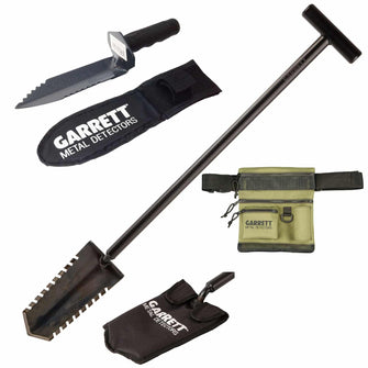 Garrett All Terrain Dig Pouch, Edge Digger Spade, and Razor Relic Shovel Bundle