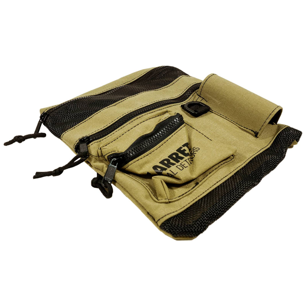 Garrett All Terrain Dig Pouch with mesh drain bottom and built-in Pro-Pointer holster for beach and water detecting