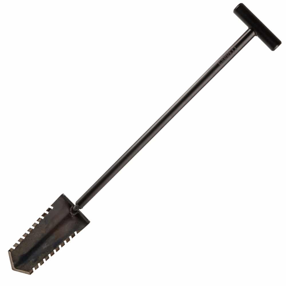 Close-up of the Garrett Razor Relic Shovel welded T-handle grip