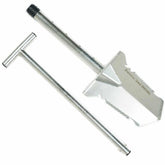 Close-up of Nokta shovel blade with double serrated edges and footrest