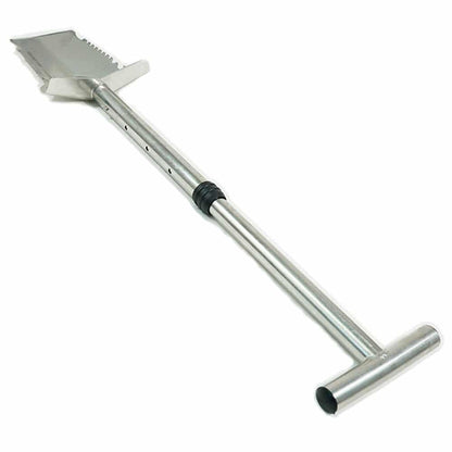 Nokta shovel handle detail showing 18-inch ruler and bottle opener features