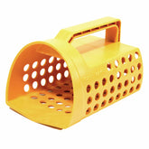 Nokta plastic sand scoop showing black handle and perforated sifting bottom