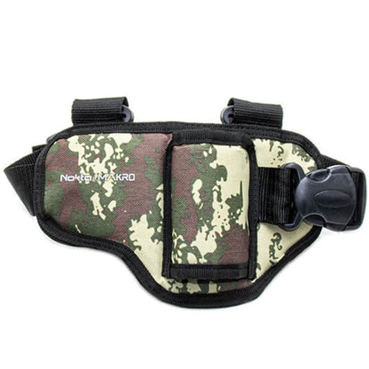 Nokta pinpointer leg holster detail showing adjustable thigh strap and buckle