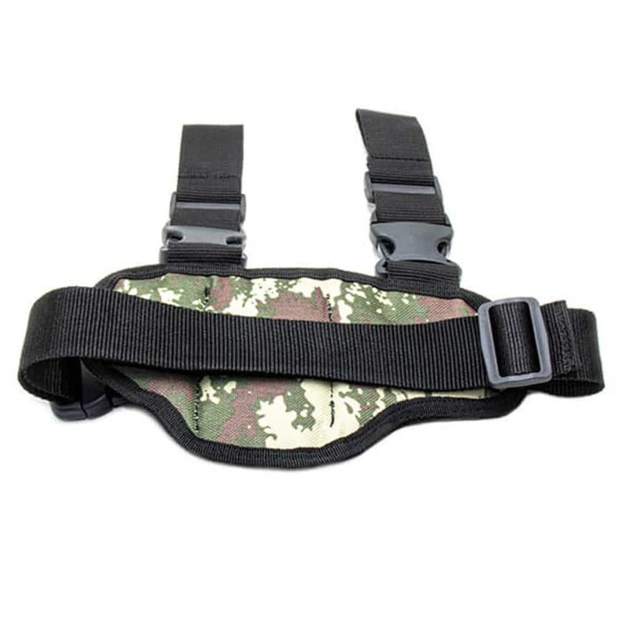Back view of Nokta pinpointer leg holster showing belt attachment mechanism.