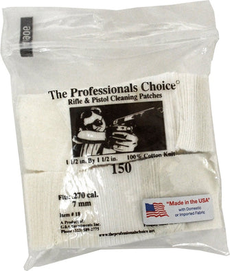 The Professionals Choice Square Knit Cleaning Patches .270 Cal / 7mm 150 pack