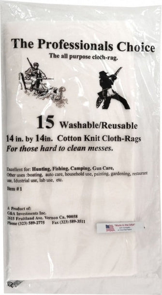The Professionals Choice Cotton Knit Wiping Cleaning Cloths 15 pack