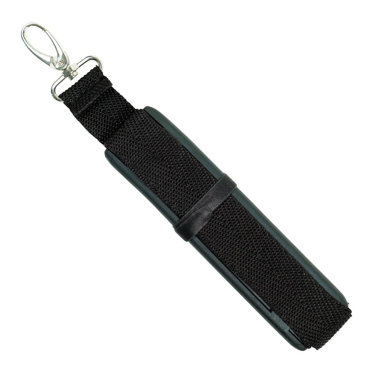 Close-up view of Nokta Pointer carrying pouch showing secure closure and strap attachment