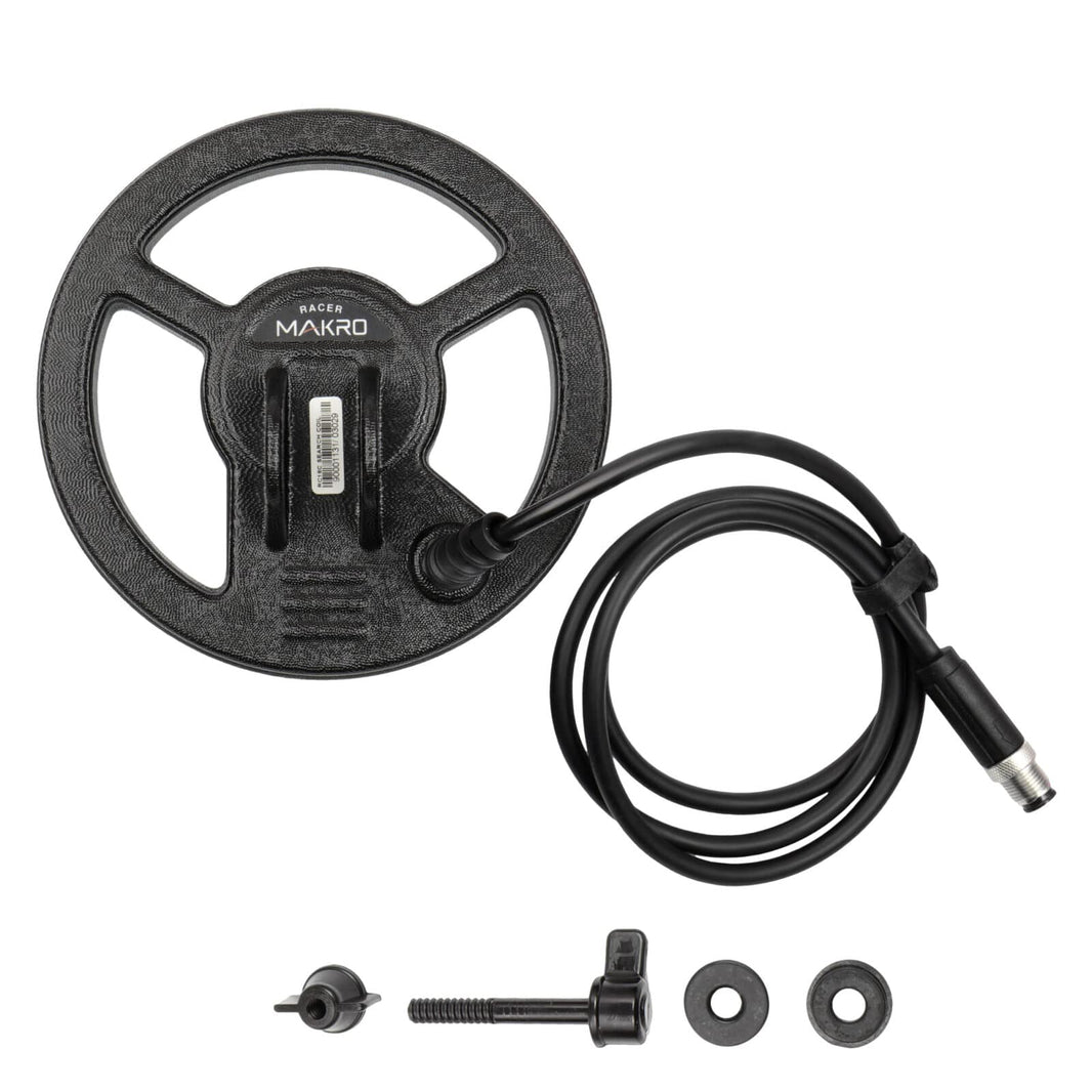 Nokta RC18C 7-inch concentric search coil with black housing and wired connection for Racer series metal detectors