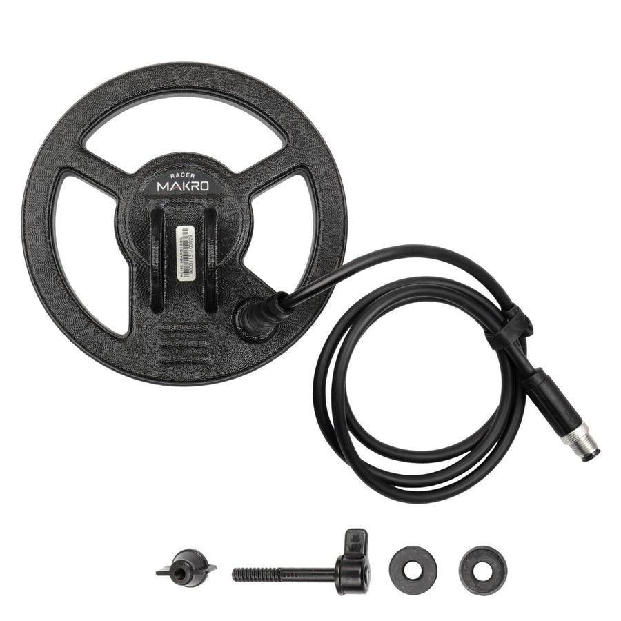 Nokta RC18C 7-inch concentric search coil with black housing and wired connection for Racer series metal detectors