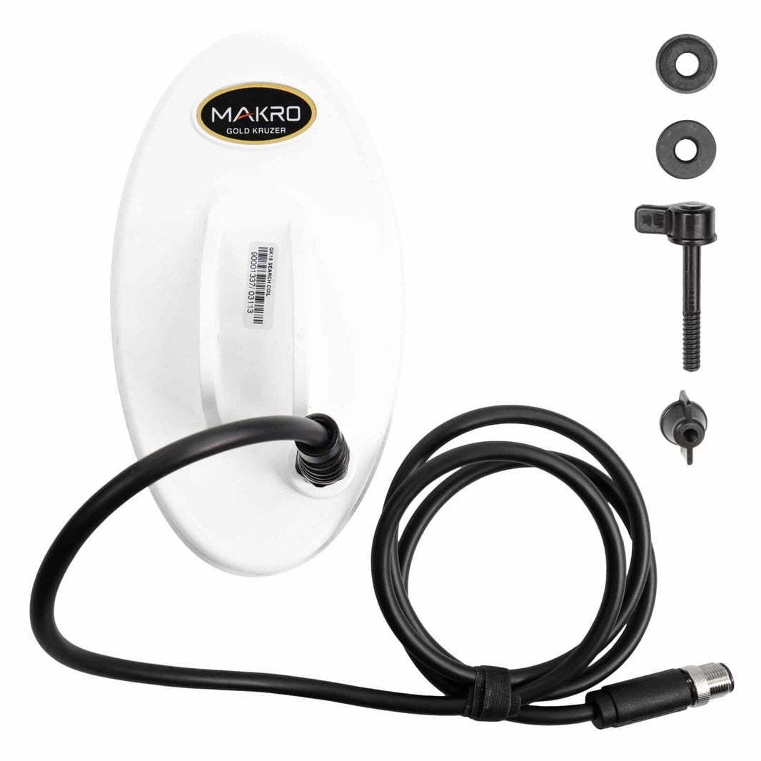 Nokta GK19 7.5x4 inch DD waterproof search coil with white housing and black cable for Gold Kruzer detector