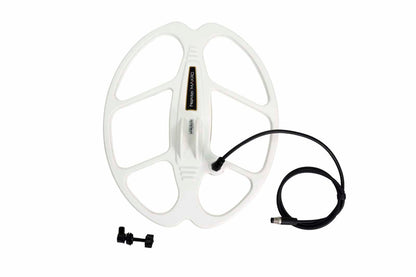 Nokta 15.5x14 DD search coil with white housing and black cable for Gold Kruzer detector
