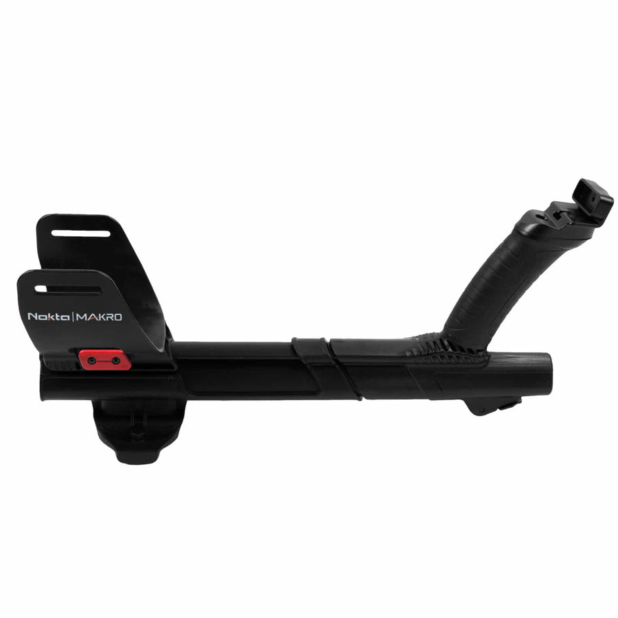 Close-up view of Nokta upper shaft handle grip and adjustment mechanism