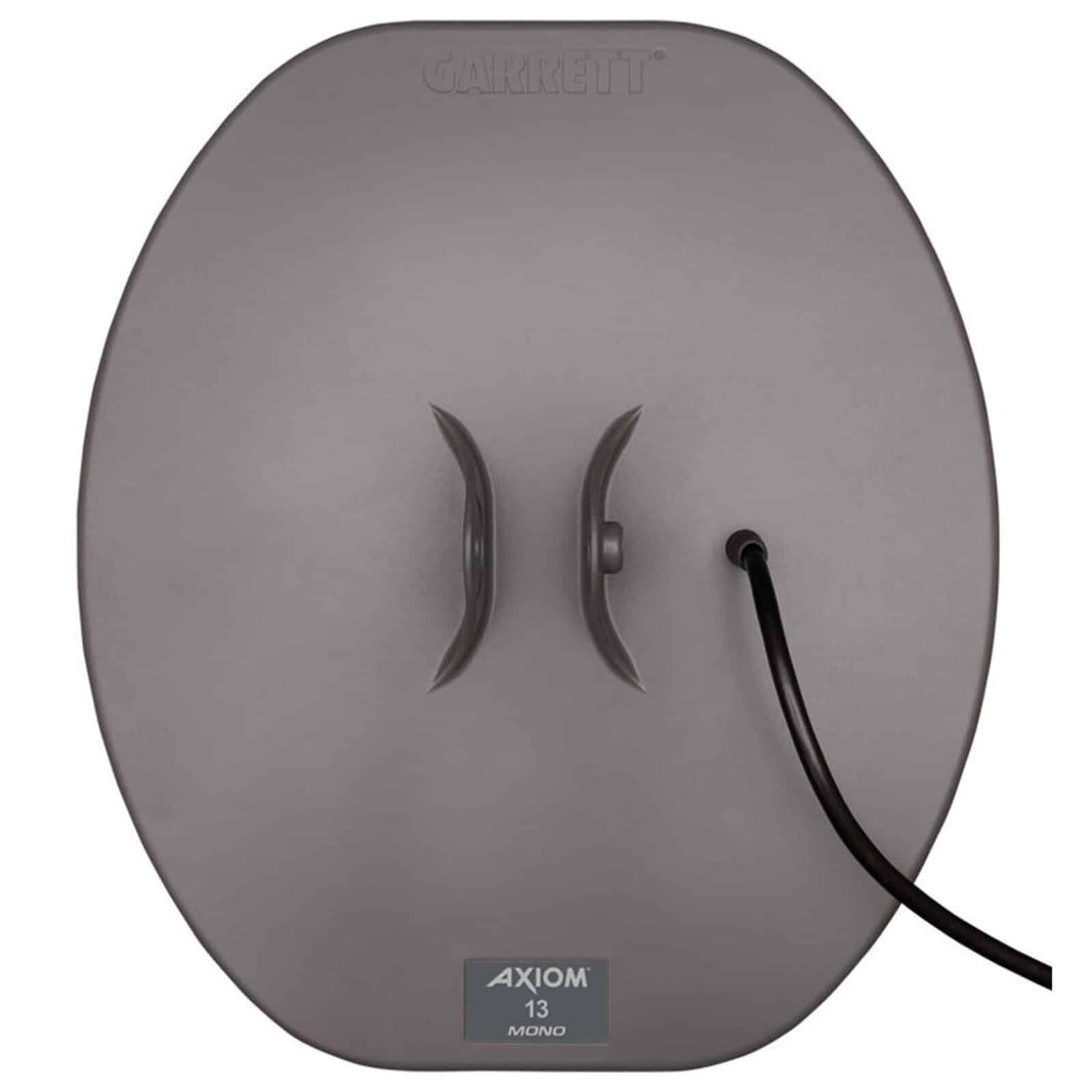 Garrett Axiom 13 x 11 inch Mono search coil, gray semi-elliptical solid design with cable