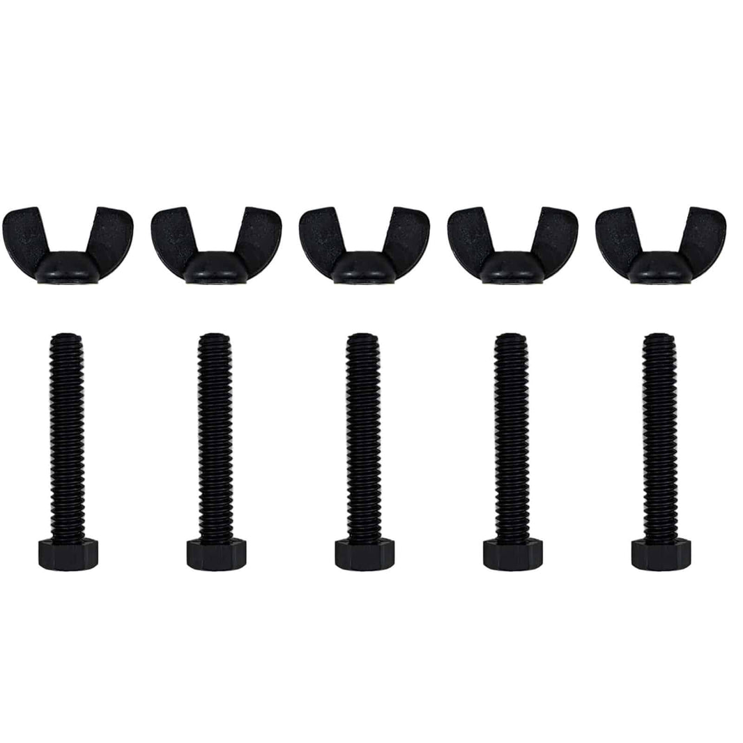 Minelab armrest nut and bolt hardware pack showing 5 stainless steel screws and 5 nuts