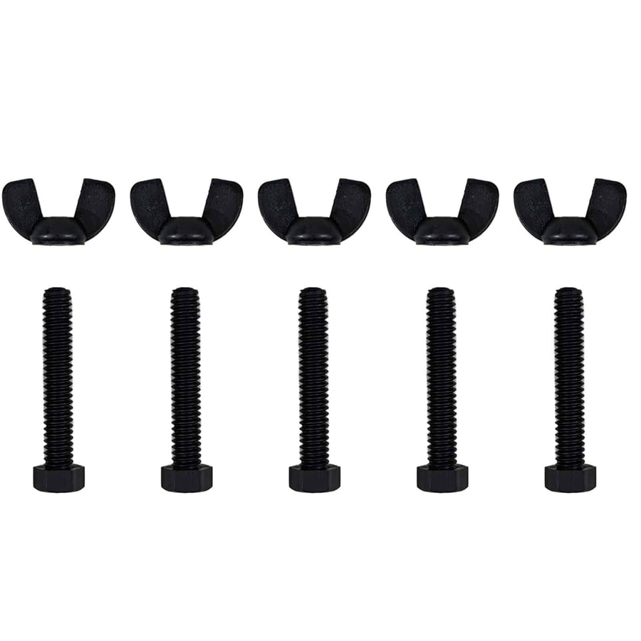 Minelab armrest nut and bolt hardware pack showing 5 stainless steel screws and 5 nuts