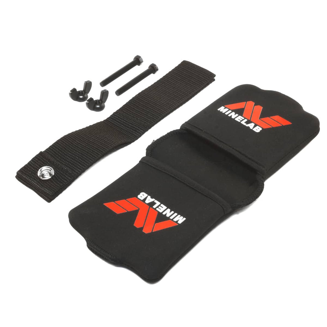Minelab Armrest Repair Kit with neoprene cover, arm strap, and nylon hardware for GPX, Sovereign GT, and Eureka Gold