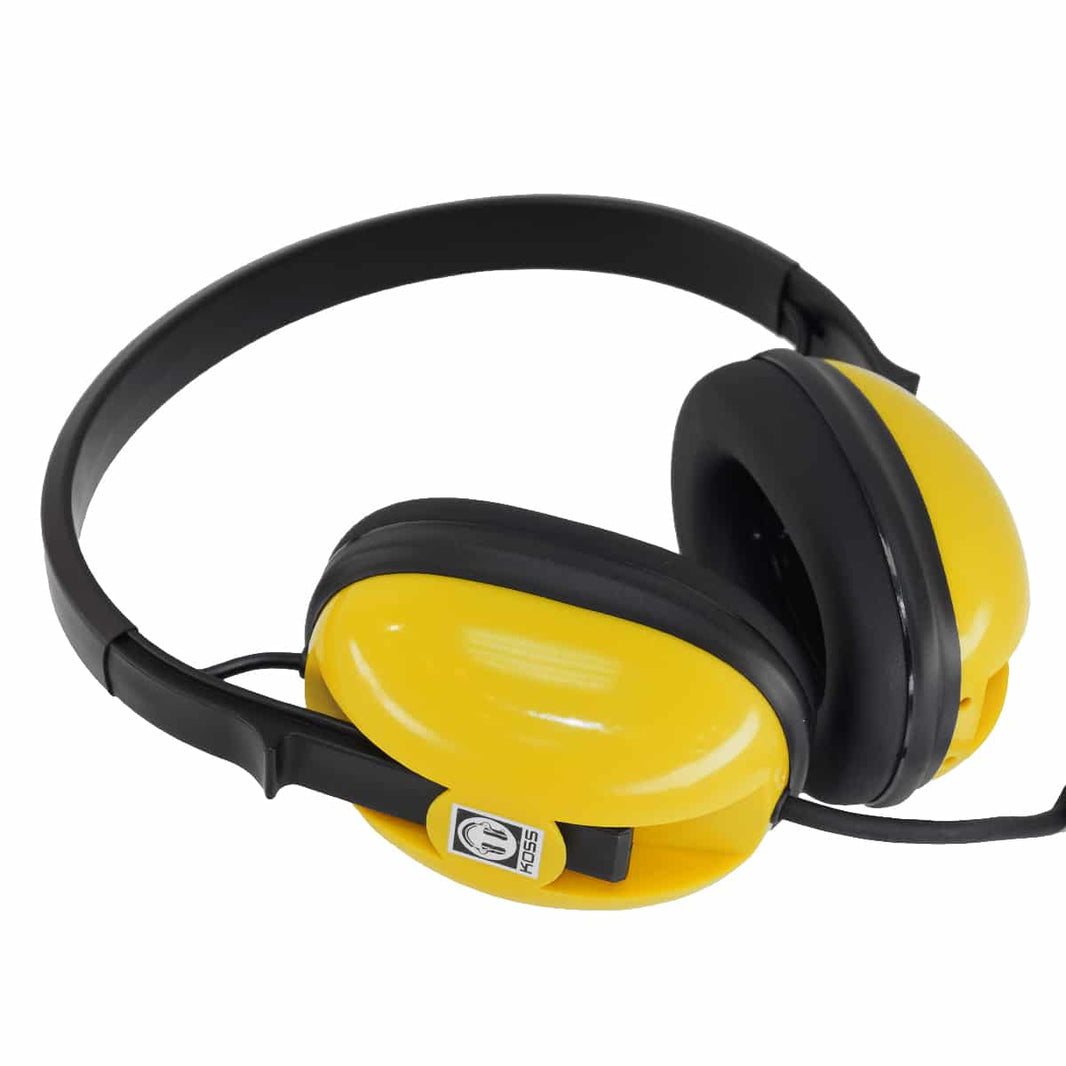 Minelab waterproof headphones with yellow ear cups and black headband for CTX 3030 detector