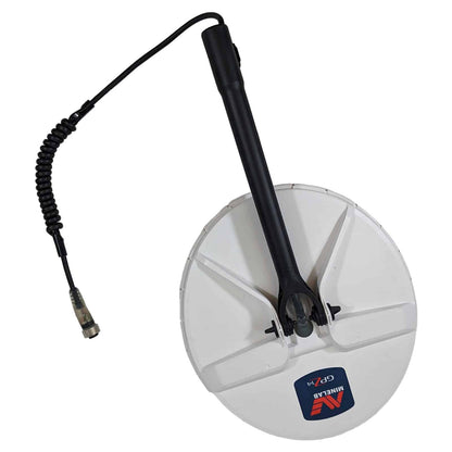 Minelab GPZ 14 coil bottom view displaying Double-D winding configuration