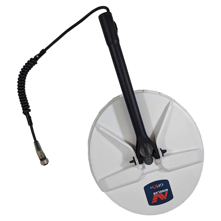 Minelab GPZ 14 coil bottom view displaying Double-D winding configuration