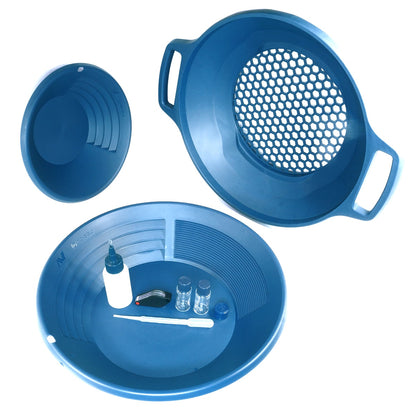 Minelab PRO-GOLD complete gold panning kit with all components displayed