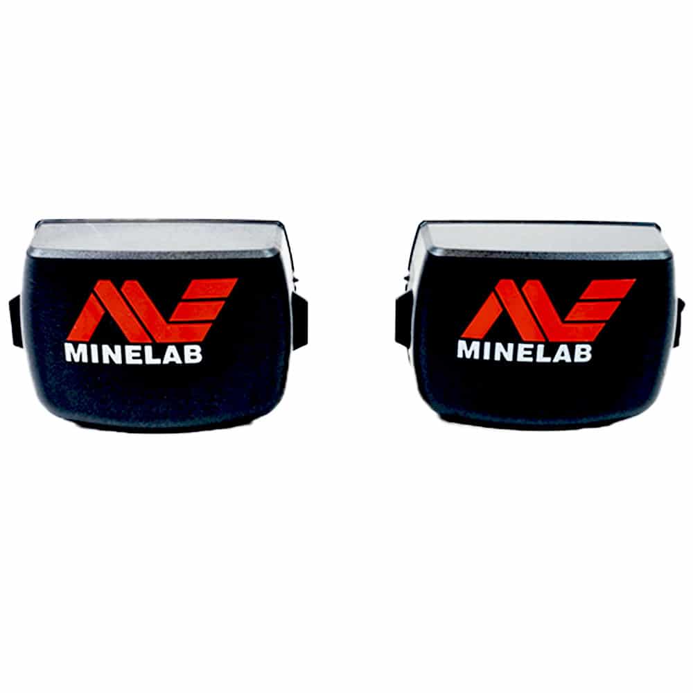 Close-up view of Minelab CTX 3030 battery holders and protective sand seals