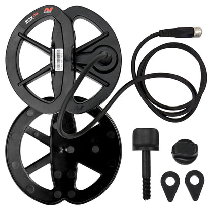 Minelab EQX 06 six-inch waterproof Double-D search coil with protective skid plate and hardware  