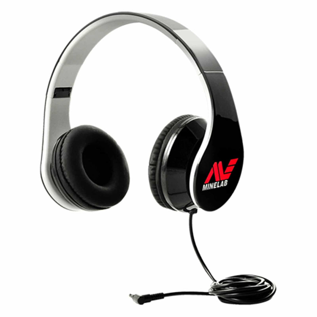 Headphones with a visible brand logo on a white background