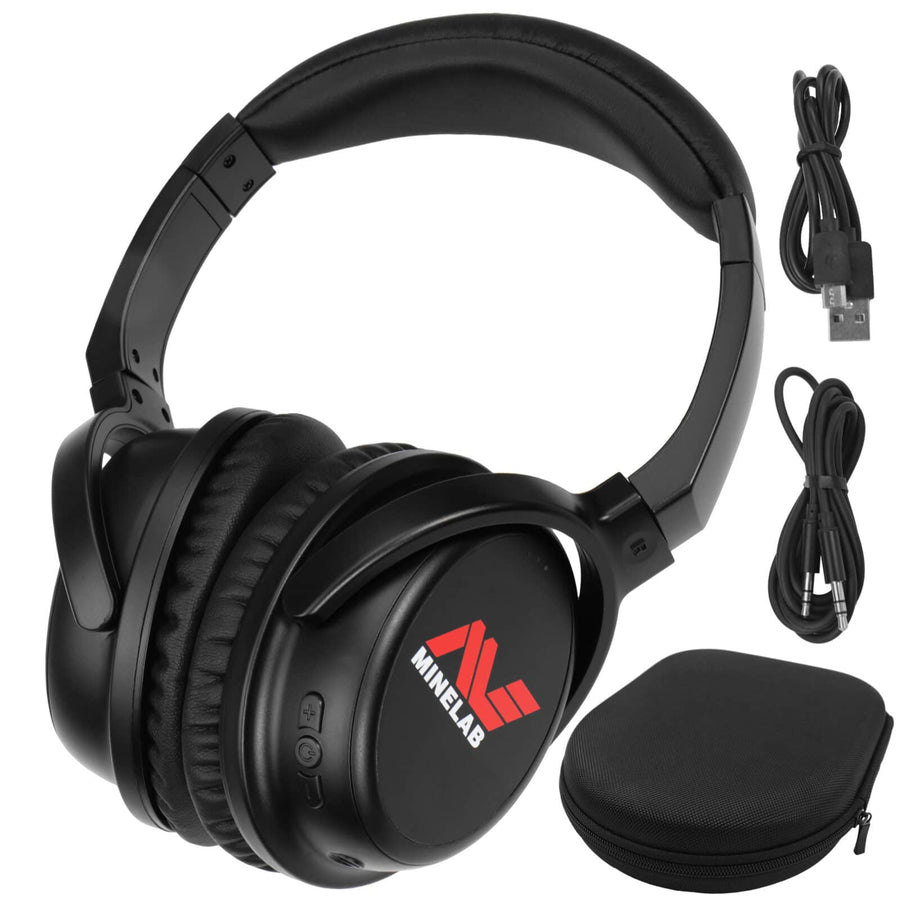 Minelab ML 80 wireless Bluetooth headphones with carrying case and accessories