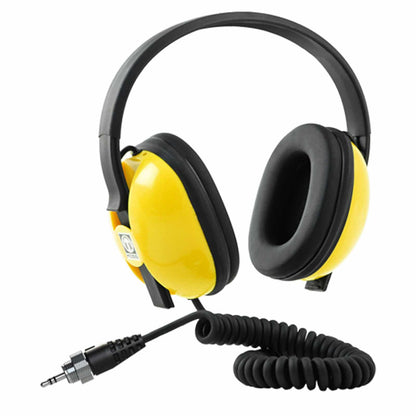 The yellow and black Minelab Waterproof Headphones for Equinox & Manticore, shown against a white background