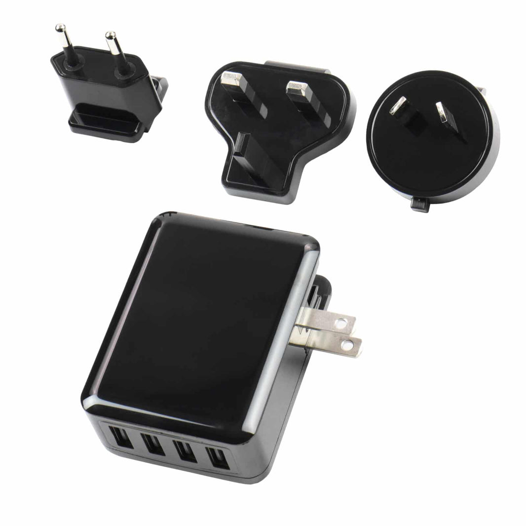 Minelab 4-way USB AC charger with wall adapter and international plug adapters