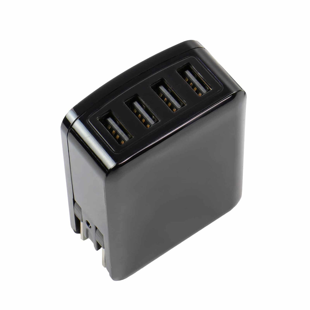Minelab universal charger showing 4 USB ports and plug adapter options