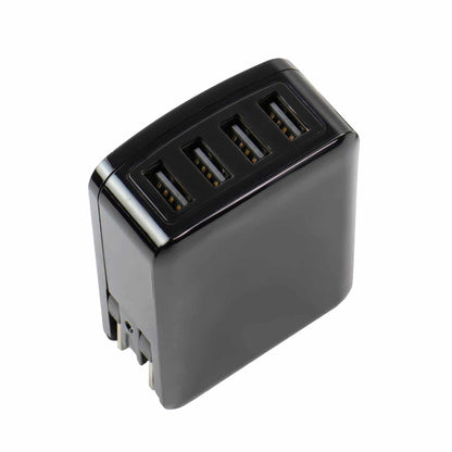 Minelab universal charger showing 4 USB ports and plug adapter options