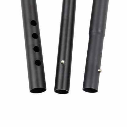 Minelab shaft kit components separated showing upper middle lower stems